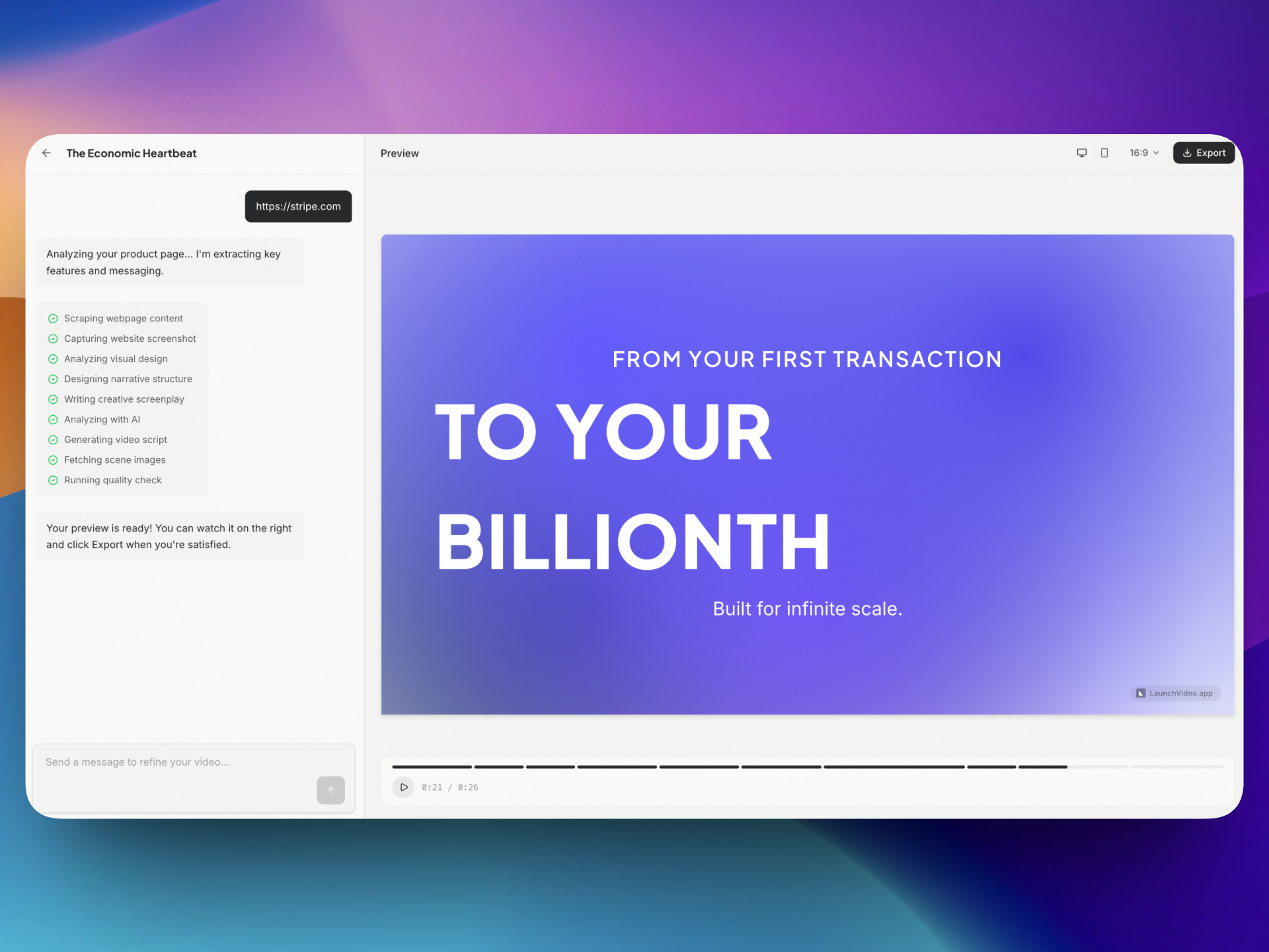 Generated motion video result